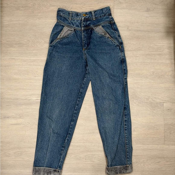 1980’s Cuffed Two-Tone Gasoline Vintage High-Rise Women’s Jeans - Blue - Picture 2 of 7